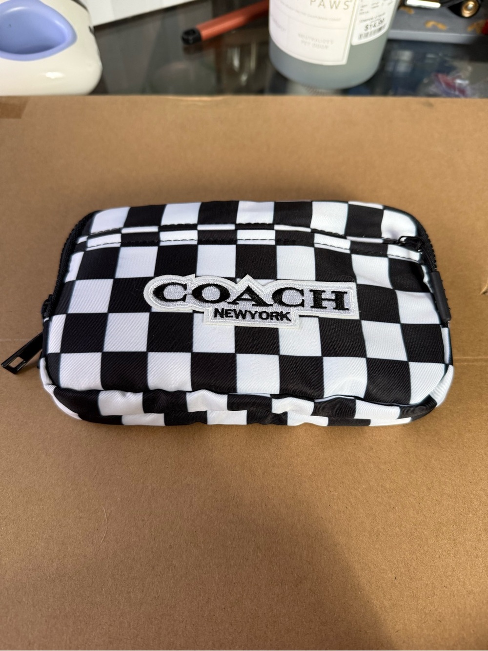 Black and White Checker Zip Crossbody